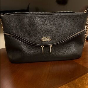 Versace Collection Black and Gold Shoulder Bag